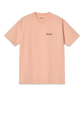 W' S/S Script Embroidery T-S - Grapefruit / Black